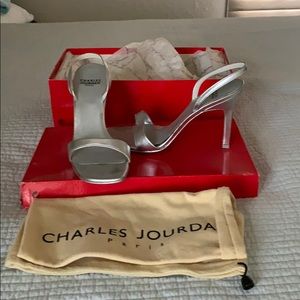 Charles Jourdan silver open toe shoes